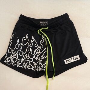 Kill Crew Black and White Flame Athletic Shorts